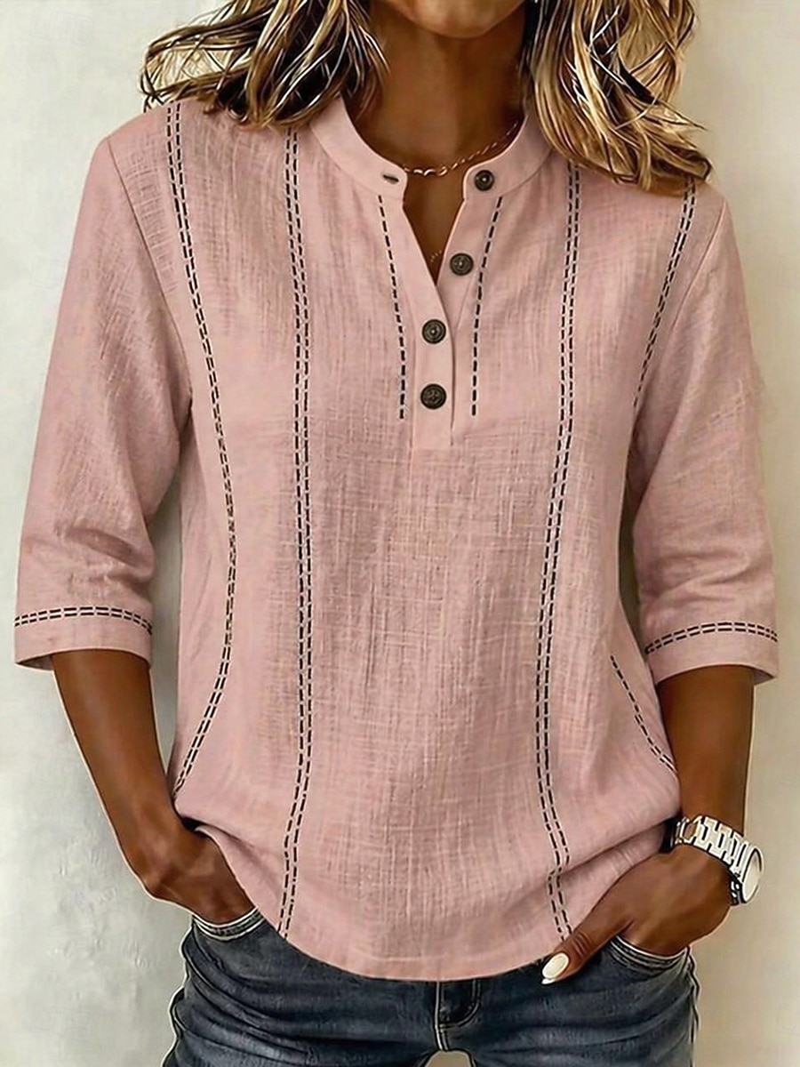 Femmes Chemise Vacances ancien Quotidien Col montant Hauts Longs Occasionnel Quotidien Travail Bleu Rose Claire Beige Été Printemps de 2026 ? $28.99 –P7