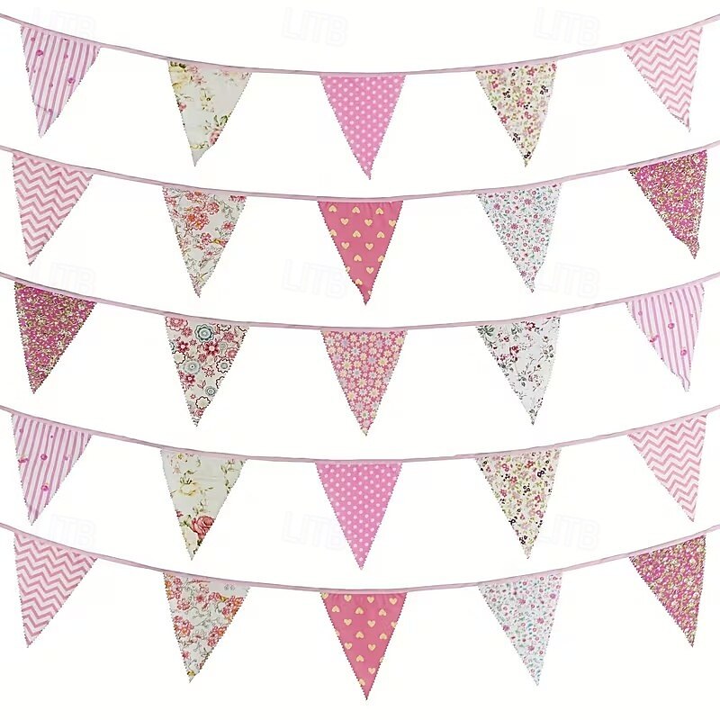 Bandeirinhas de tecido floral estilo campestre de 10m/393,7 polegadas, bandeirinhas de cordão para pendurar em ambientes internos e externos, bandeirinhas de puxar com estampa floral vintage para de 2026 por $24.99 –P5