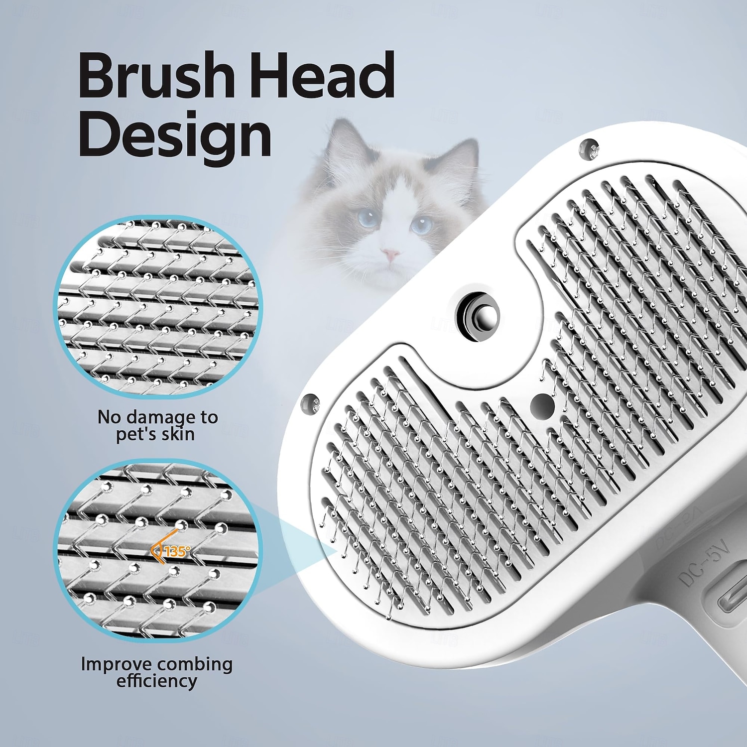 Perie de îngrijire pentru animale de companie cu spray electronic - instrument delicat pentru îndepărtarea nămolului pentru pisici &Perie cu abur pentru câini și animale de companie, reduce 2026 - $13.99 –P3