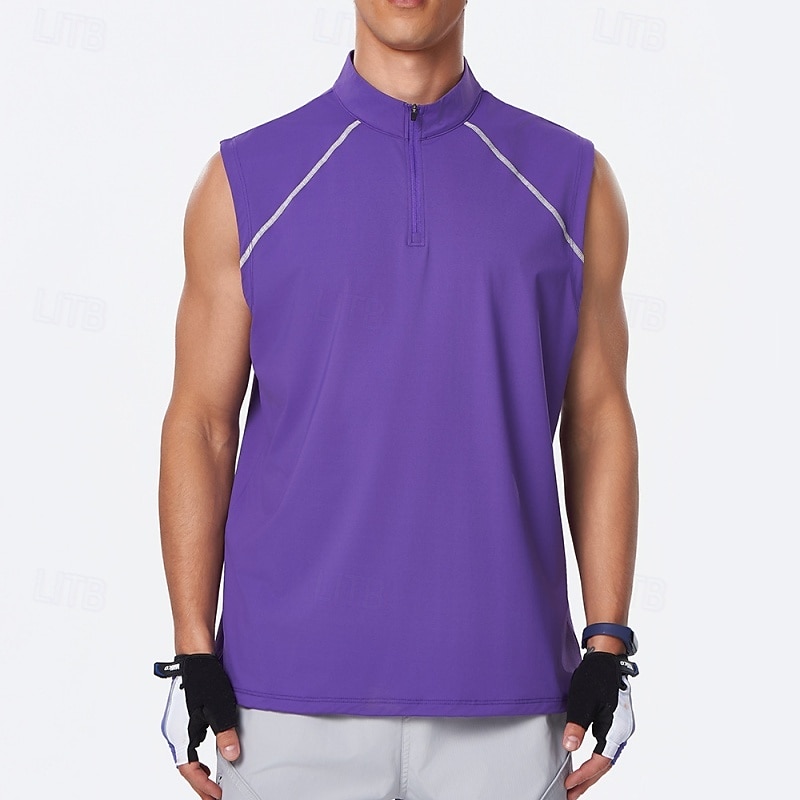 Men's Solid Colored Workout Tank Top Running Tank Top Gym Tank Top Summer Spring Quarter Zipper Sleeveless Quick Dry Compression Moisture Wicking Breathable Gym Workout Running Walking Jogging Black 2026 - $23.99 –P1