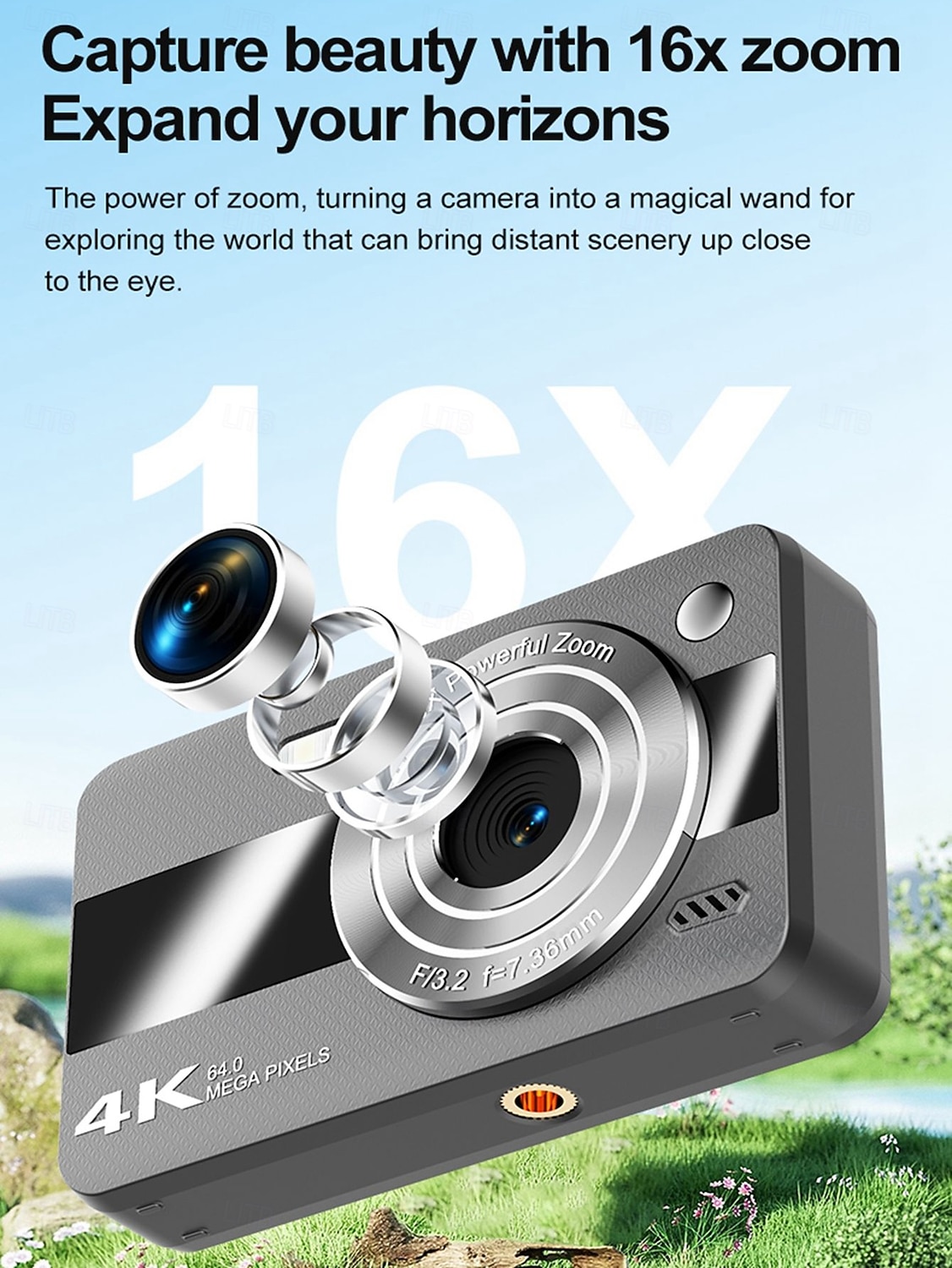 4K Digital Camera for Photography, 64MP Vlogging Camera for YouTube with 16X Zoom, Compact Point and Shoot Camera for Kids Teens Beginners Students, Portable Travel Camera with Fill Light 2026 - $51.99 –P7
