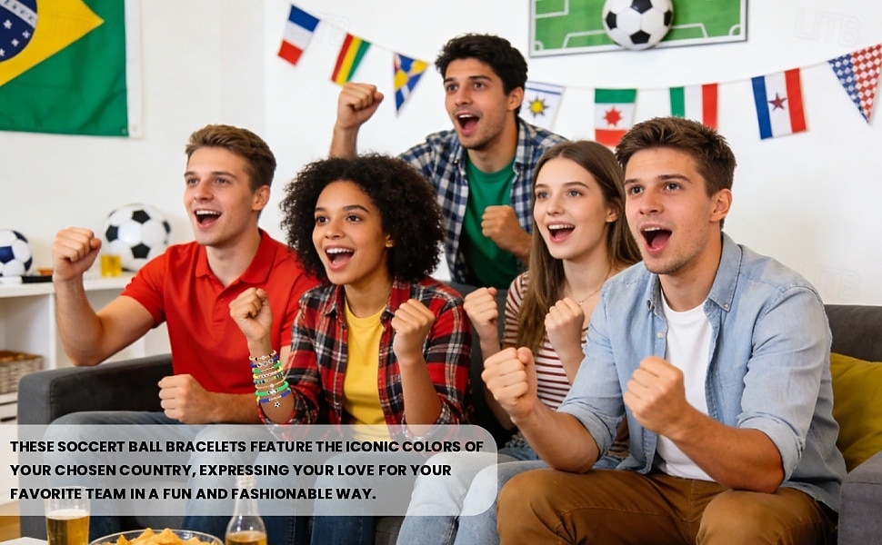 Conjunto de pulseiras para fãs de futebol, inspiradas na Copa do Mundo, com contas e pingentes de futebol. Adoro futebol! Joias ajustáveis para crianças apaixonadas por futebol. &adultos de 2026 por $11.99 –P2