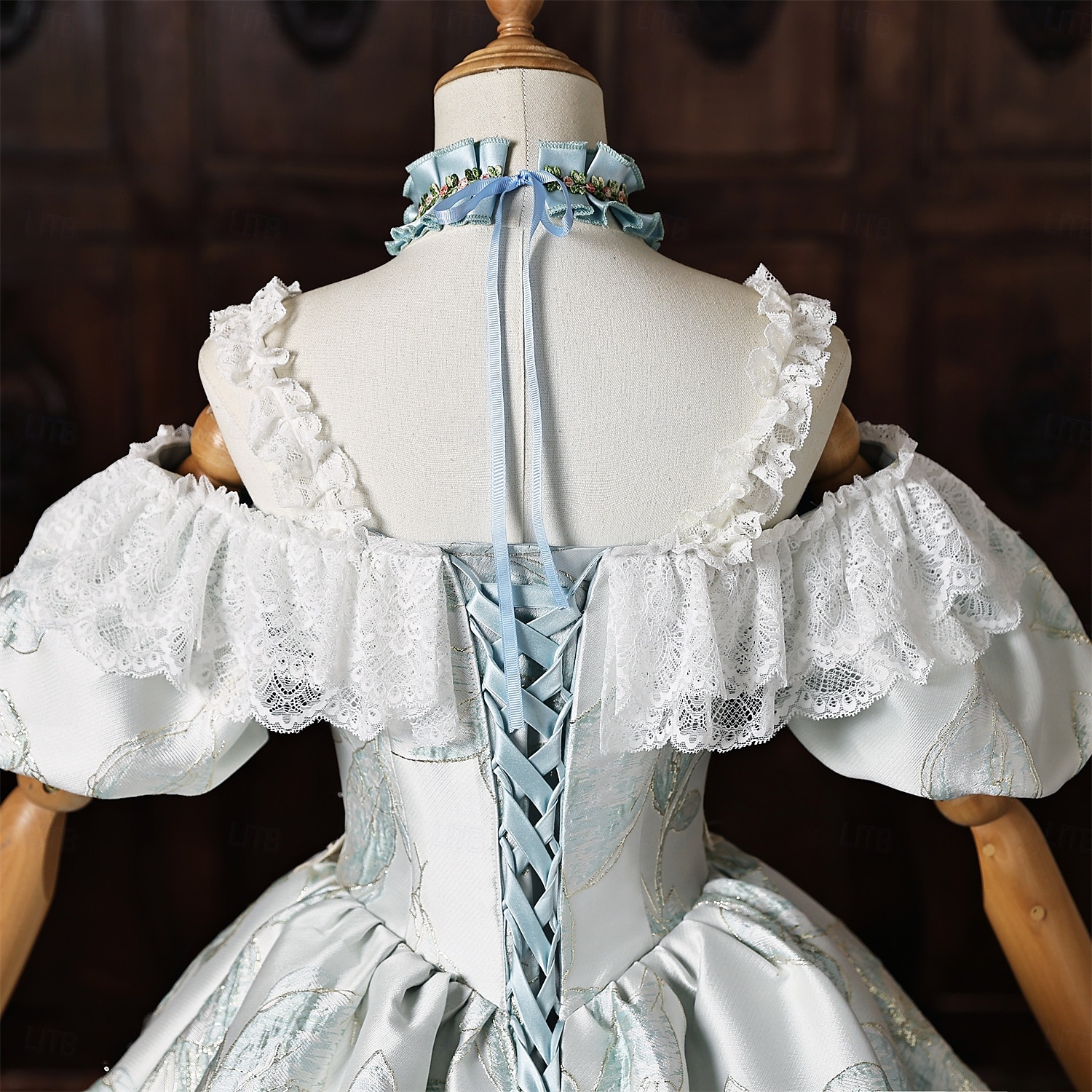 Rococo Baroque Ball Gown Floor Length Ball Gown Choker Short Sleeves Princess Bridal Royal Attire Off the Shoulder Ball Gown Square Neck Fancy Dress Women's Royal Halloween Carnival Masquerade Prom 2026 - $247.39 –P7