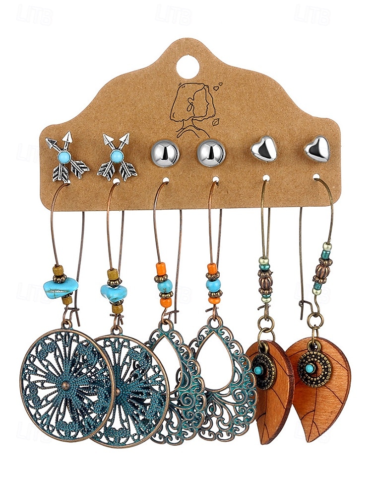 Women's Bohemian Alloy Turquoise Earrings Set, Multi Style Drop and Stud Earring Collection for Beach Vacation, Daily Casual Wear, Travel and Resort Styling 2026 - $9.99 –P13