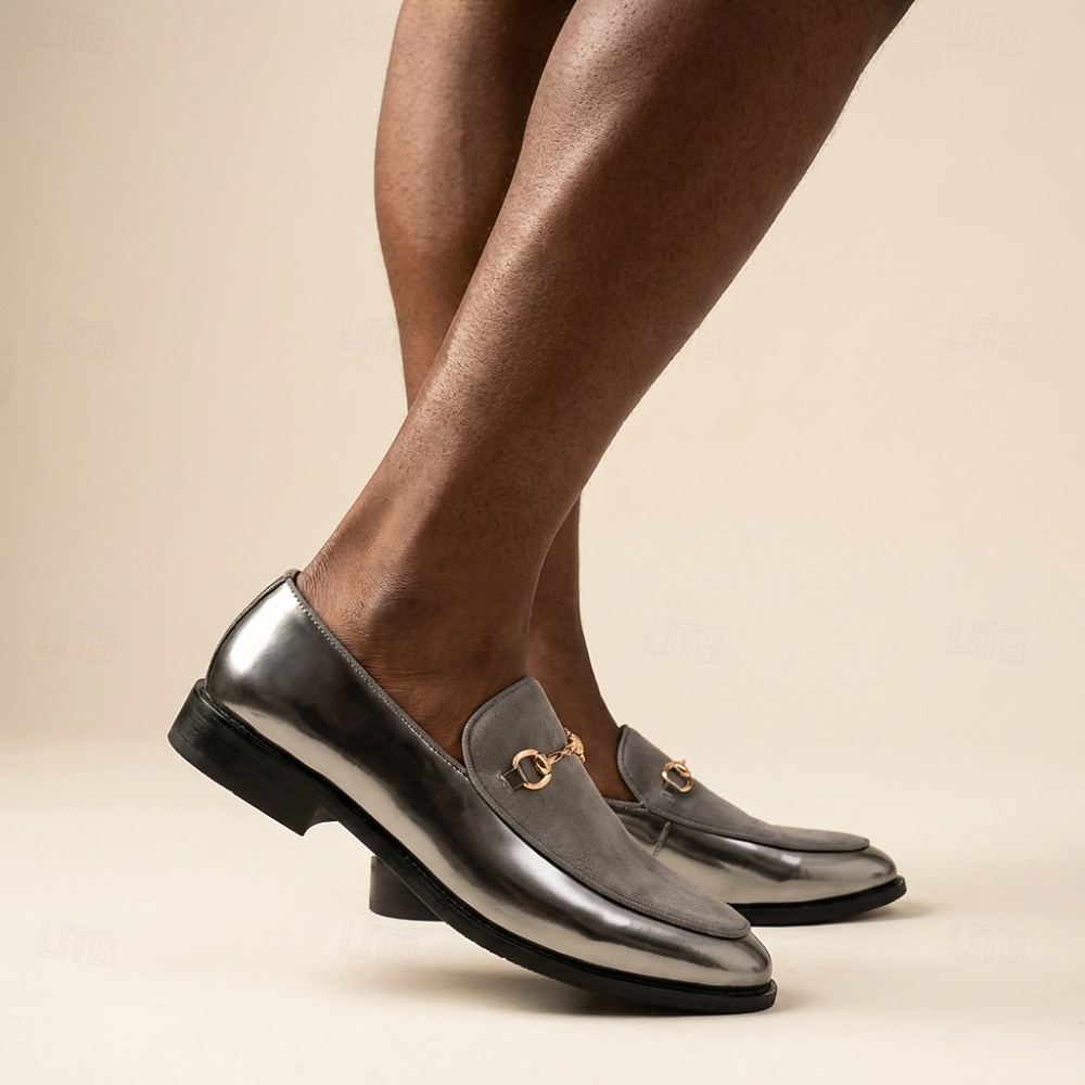 Mocassins gris et noirs à bout pointu pour homme, chaussures habillées élégantes et confortables, style tendance pour hommes, événements professionnels, mariages, fêtes et soirées. de 2026 ? $34.99 –P3