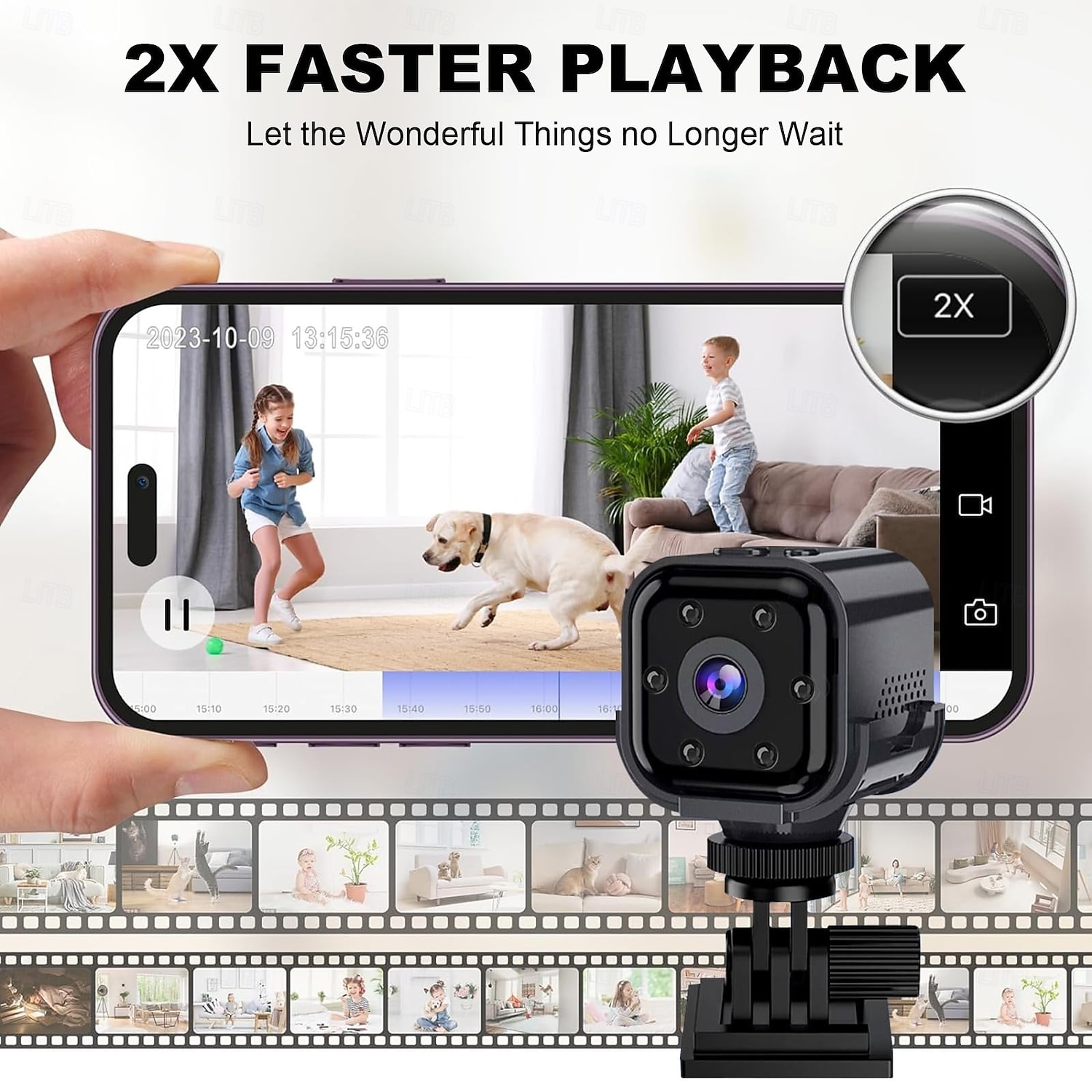 2026年 ミニセキュリティカメラ Wi-Fi、1080p HD ワイヤレスベビーシッターカメラ、ナイトビジョン、動体検知アラート、回転式ブラケット付きポータブルペットモニター、屋内ホームオフィス監視用、ブラック  コレクション – $44.99 –P5