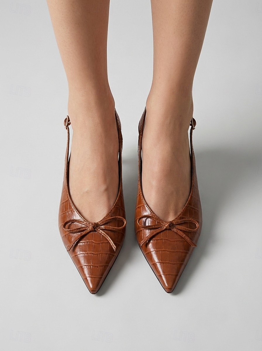 női barna cicasarkú slingback cipő - ideális koktélpartikra 2026 - $69.99 –P3