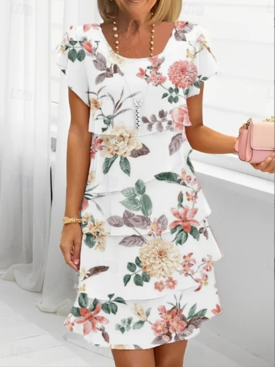 Femmes Mini Robe Robe Décontractée Robe en Chiffon Robe Fleurie Élégant Mode Moderne Extérieur Vacances Sortir Coupe régulière Fleuri Manche Courte Col ras du cou Noir Blanche Jaune Rose Claire Ét de 2026 ? SAR 141.8 –P2