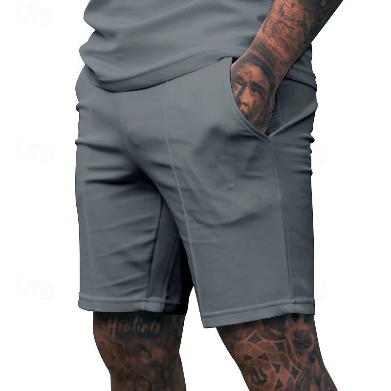 Voor heren Sweat short Korte broek Zomer korte broeken Casual korte broek Zak Elastische taille Effen kleur Comfort Ademend Knielengte Casual Buiten Vakantie Vakantie Modieus Zwart Wit Micro-elastisch 2026 - $17.99 –P18