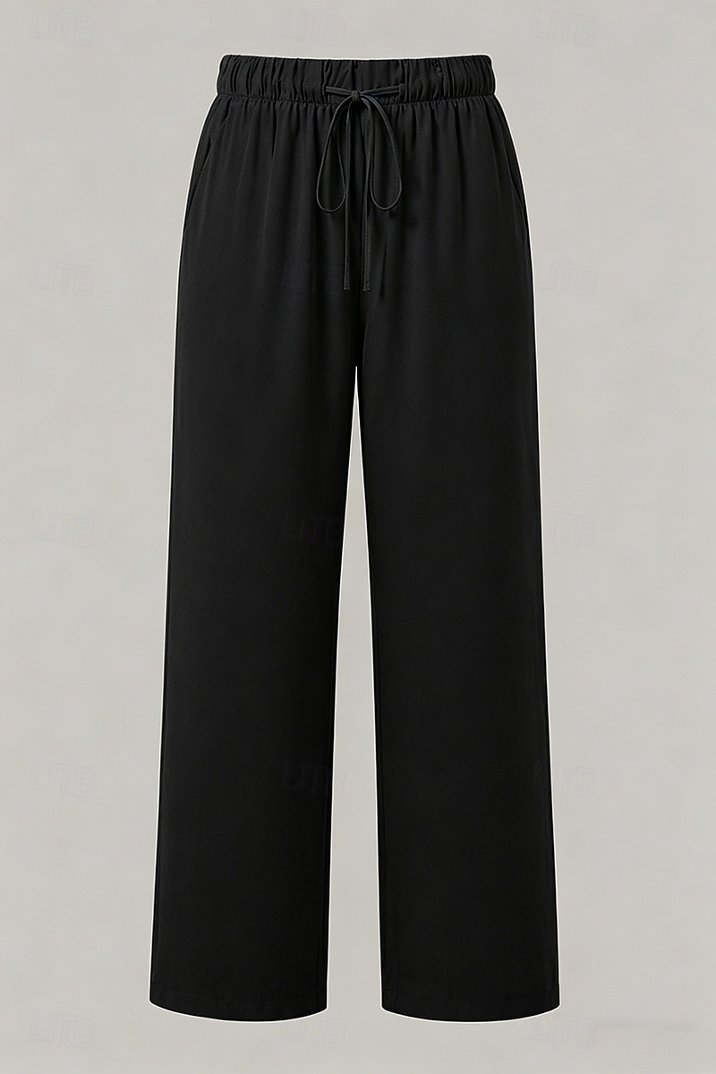 Mujer Pantalones Rectos Vacaciones Básico Longitud total Media cintura Comodidad Rígido Diario Negro Caqui Beige Café Verano Primavera Otoño 2026 - $32.99 –P13
