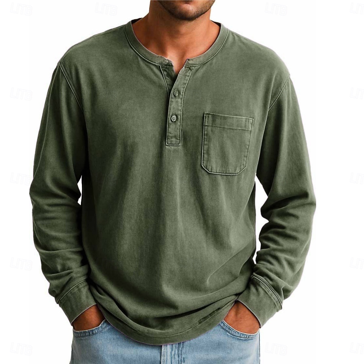 SoftFade™ Men's Henley Shirt T shirt Tee Long Sleeve Vintage Retro Vintage Casual Vintage Style Garment Dyed Faded Henley Casual Spring Fall Gray Purple Henley T-Shirt 2026 - $32.99 –P11