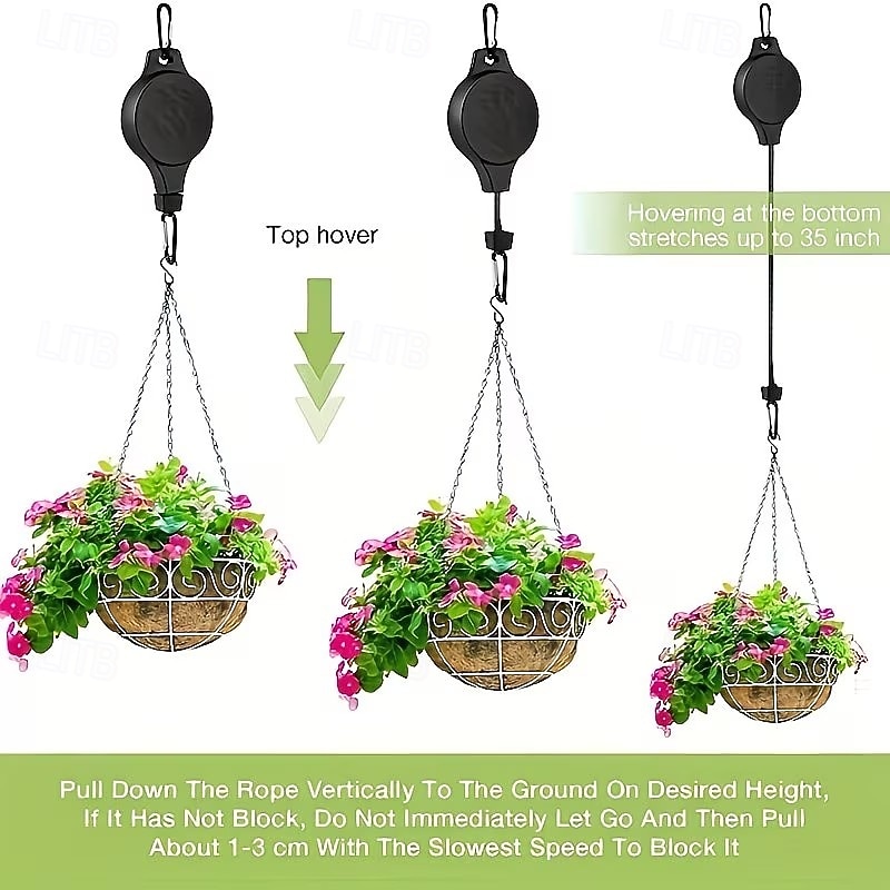 2/4/6 poleas para plantas, cesta colgante retráctil, polea con gancho descendente para cesta de jardín 2026 - $16.99 –P7