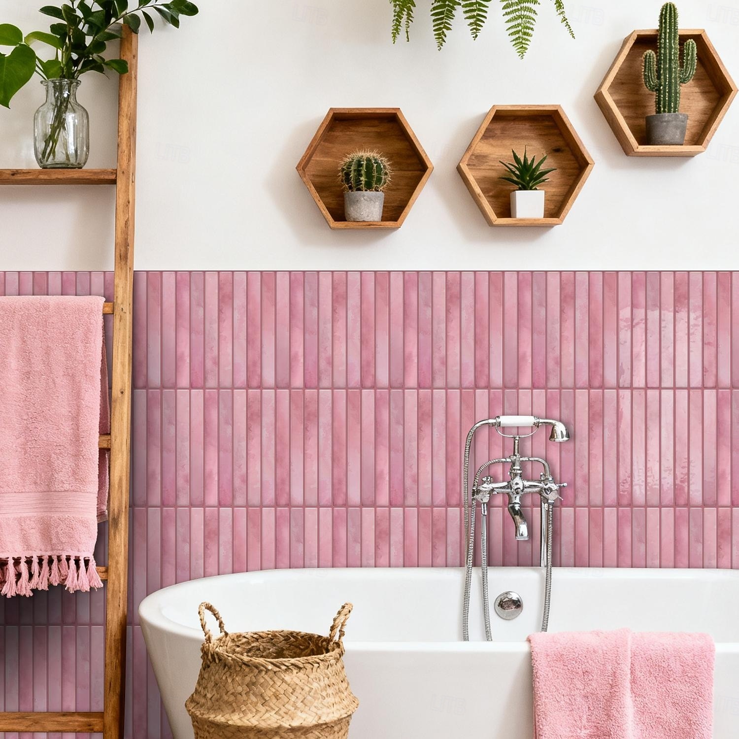 20pcs 3d Self-Adhesive Wall Imitation Tile Sticker, Removable Wall Sticker With Pink Decorative Pattern, Used For Kitchen Back Fender, Bedroom And Living Room Decoration Home Wall Renovation Decorativ 2026 - $45.99 –P6
