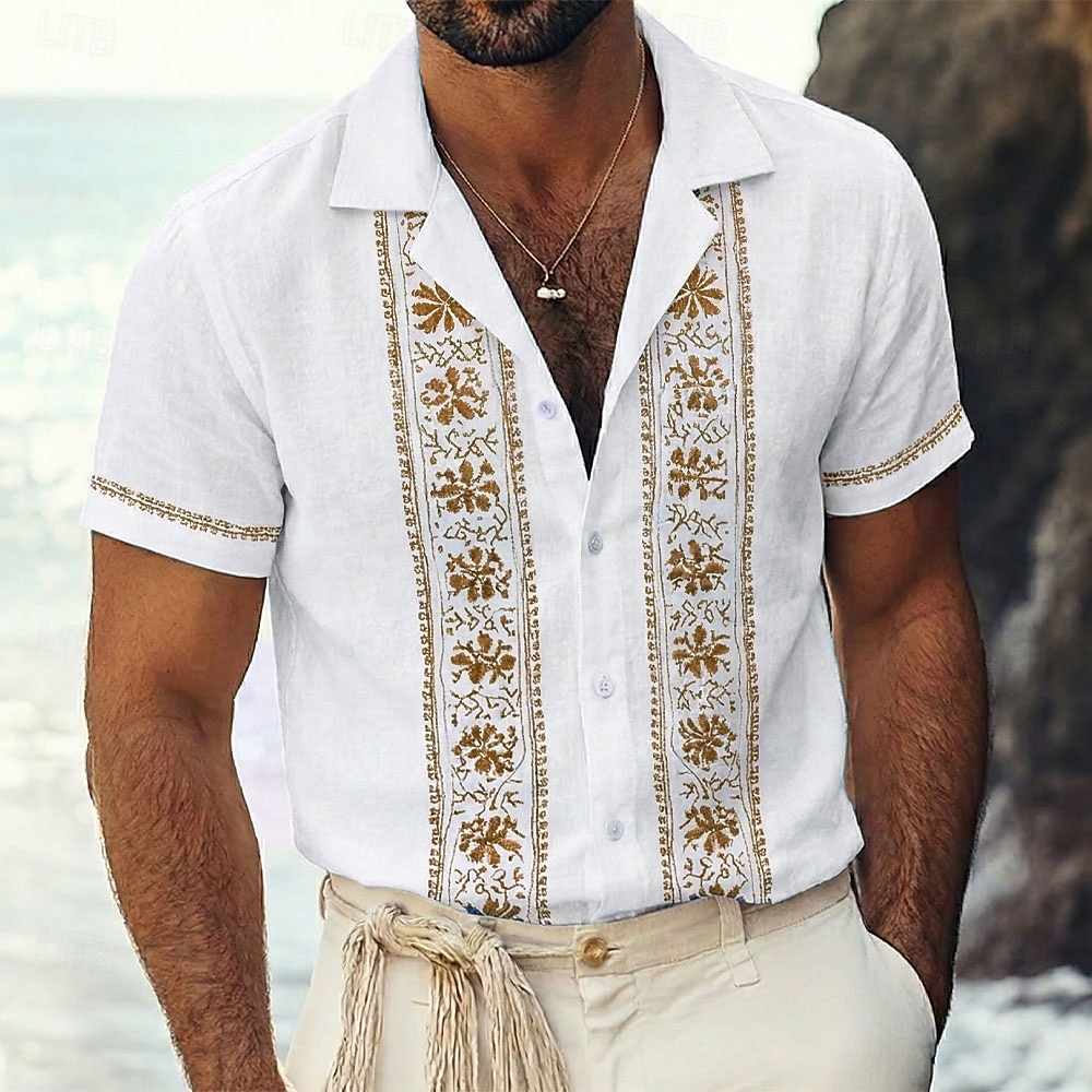 Hombre Estampado Floral Étnico Flores Camisa Camisa Guayabera Camisa de campamento Mangas cortas retro de la vendimia Casual Diario vacaciones en la playa Verano Primavera Collar Cubano Impresión 3D 2026 - $25.99 –P1