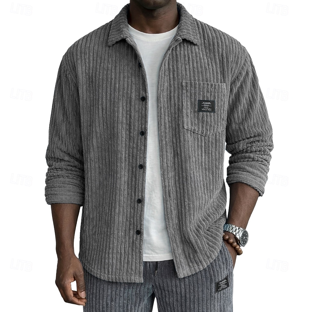 Herr Skjorta Casual skjorta Manchesterskjorta Knapp upp skjorta Svart Vit Vinröd Marinblå Khaki grön Långärmad Slät Tröjkrage Ledigt Dagligen Framficka Kläder Elegant Mode Ledigt 2026 - $26.99 –P6