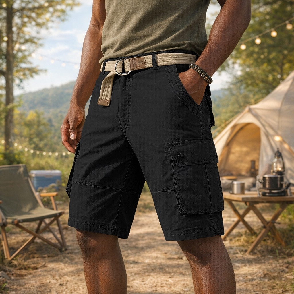 Herr Cargobyxor Cargo-shorts Shorts Casual shorts Ficka Elastisk midja Slät Knelängd Ledigt Utomhus Streetwear Mode Streetwear 다크 카키 Svart Oelastisk 2026 - $26.99 –P3