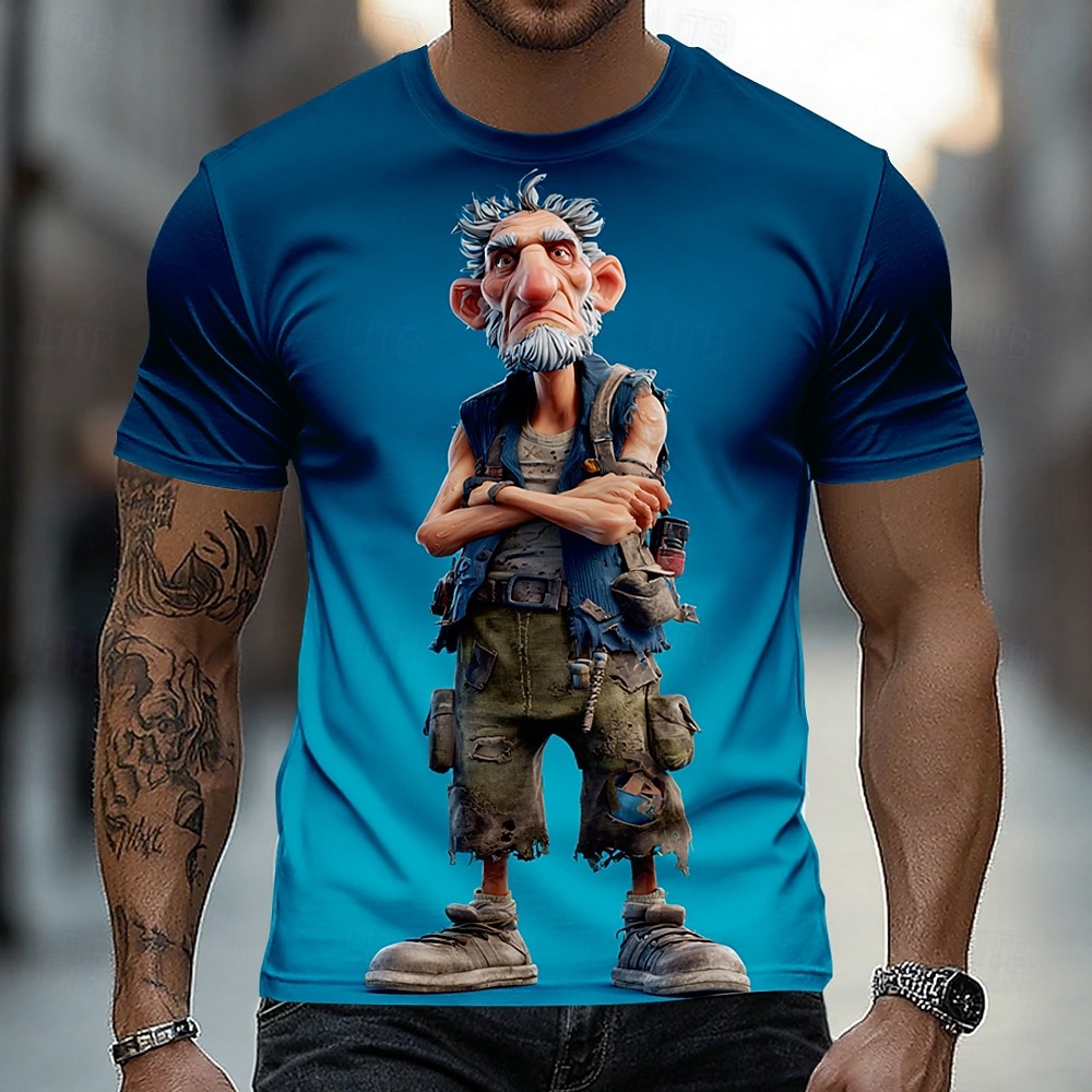 Męskie Ombre Starzec Podkoszulek Krótki rękaw Podkoszulek Druk 3D Półgolf Koszula Zabawny Codzienny Ulica Niebieski Żółty Khaki Lato Wiosna Odzież S M L XL 2XL 3XL 2026 - $18.99 –P1