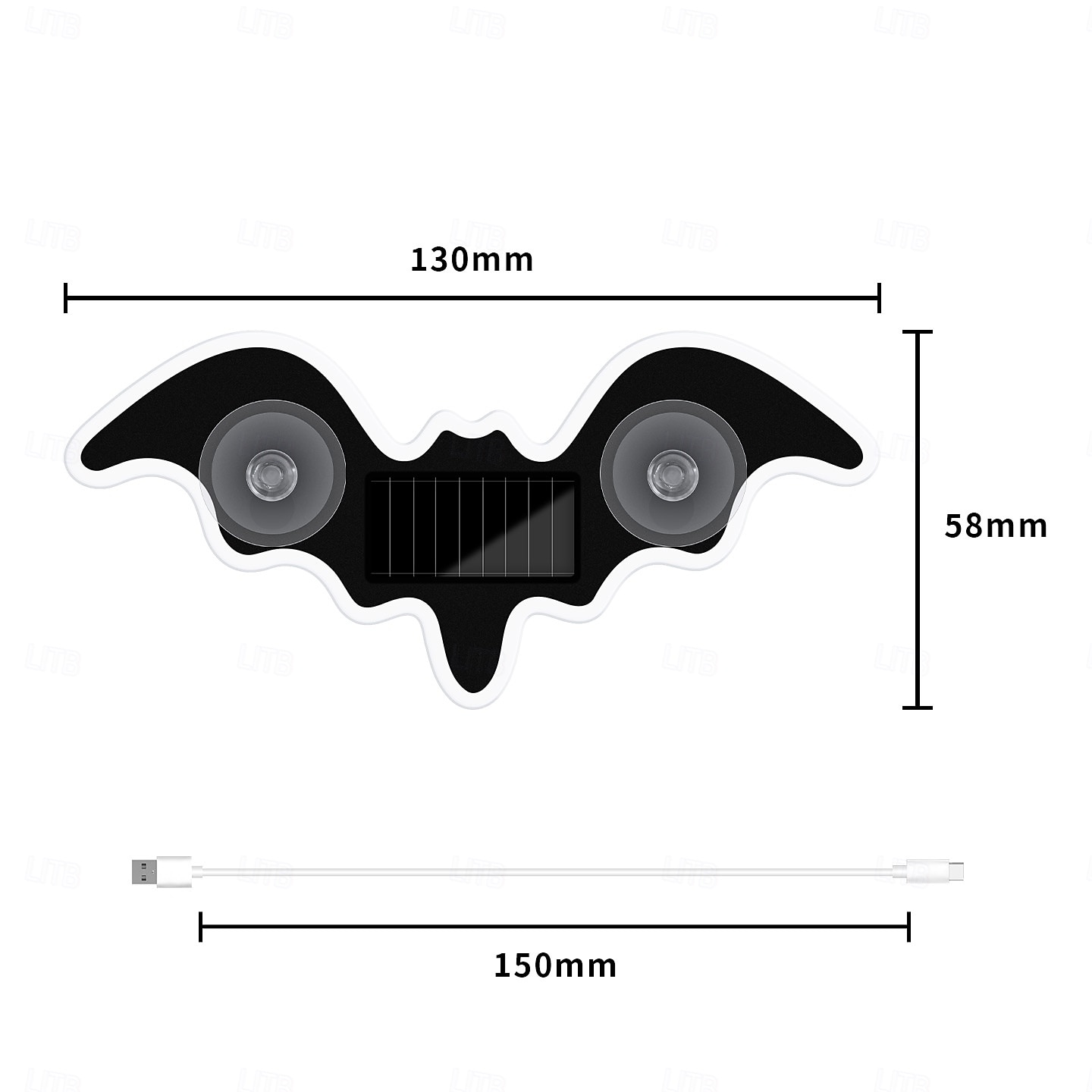 Car Solar Vacuum Suction Cup Neon Bat-Shaped Decorative Running Lights, Wire-Free, Type-C Rechargeable, 8 Modes, Ambient LED Car Interior & Exterior, Party, Halloween, Vehicle Decoration 2026 - $7.49 –P5