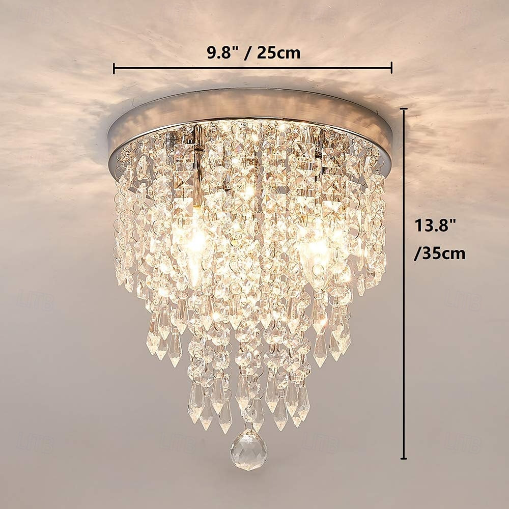 Candelabru de tavan, mini candelabru, corp de iluminat de tavan cu cristal argintiu e12 cu 2 becuri pentru living, dormitor, sufragerie, bucătărie, birou, hol 110-240v 2026 - $122.99 –P5