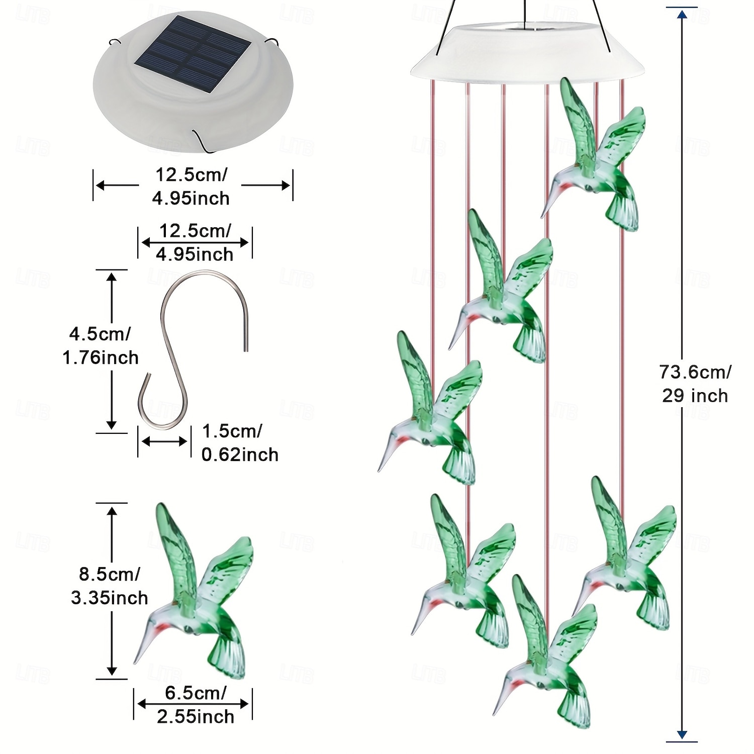 colibri &Carillon lumineux solaire papillon étanche pour extérieur, lot de 2, idéal pour le jardin, la terrasse, le balcon, la cour, la villa, la décoration estivale et les anniversaires. Parfait pour de 2026 ? $30.99 –P2