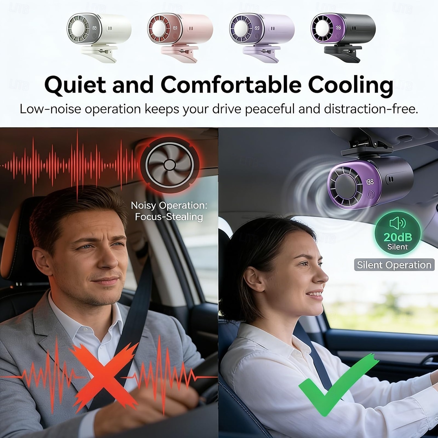 2026 Car Clip On Air Conditioner Fan with 16°C Semiconductor Cooling Chips,199 Speeds Adjustable, LED Display & 360° Rotation, Portable Personal Cooling Fan for Car Office Bike Beach Umbrella 2026 - $30.99 –P6