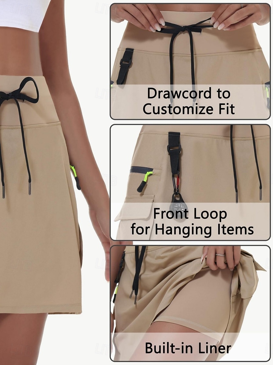 Damskie Solidne kolory Spódnica casualowa Spódnice tenisowe z szortami Spódnica sportowa Ściągana na sznurek Kieszeń Wysoka talia Elastyczny Odvádí pot Oddychający Bransoletka tenisowa Golf Pikle 2026 - $23.99 –P3