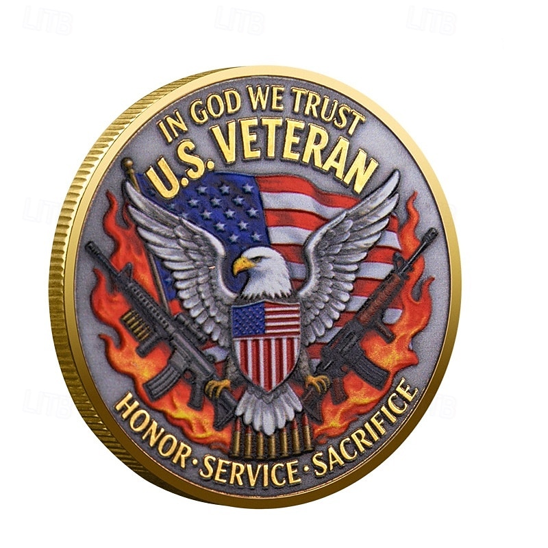 Minnemynt for amerikanske veteraner, 250 år med frihet 1776–2026, patriotisk hyllestmedalje med ørn, flagg og frihetsklokke &militære symboler, gave til ærestjenesteoffer 2026 - $19.99 –P3