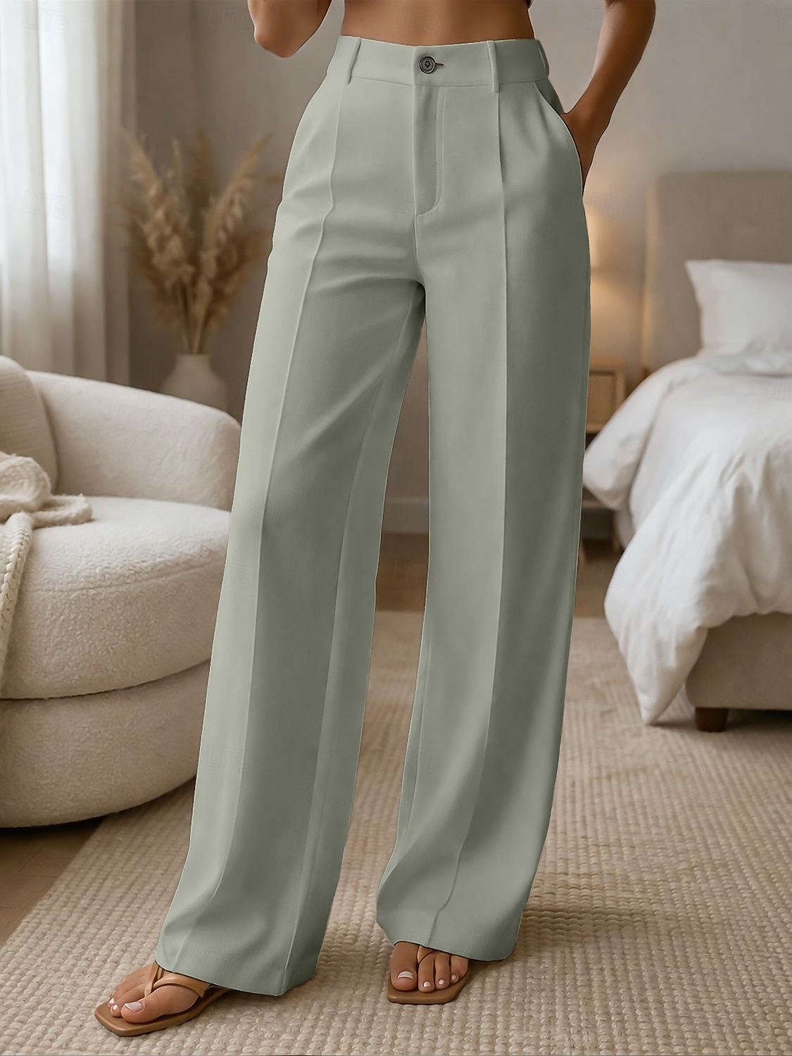 Γυναικεία Πλατύ Πόδι Παντελόνια Παντελόνι επίσημο Casual παντελόνι Μοντέρνα Κομψό στυλ street Βασικό Πλήρες μήκος Ψηλή Μέση Σκέτο Τσέπη Ελαστική μέση Άνετο Ανελαστικό Καθημερινά Γραφείο Διακοπές 2026 - $10.99 –P17