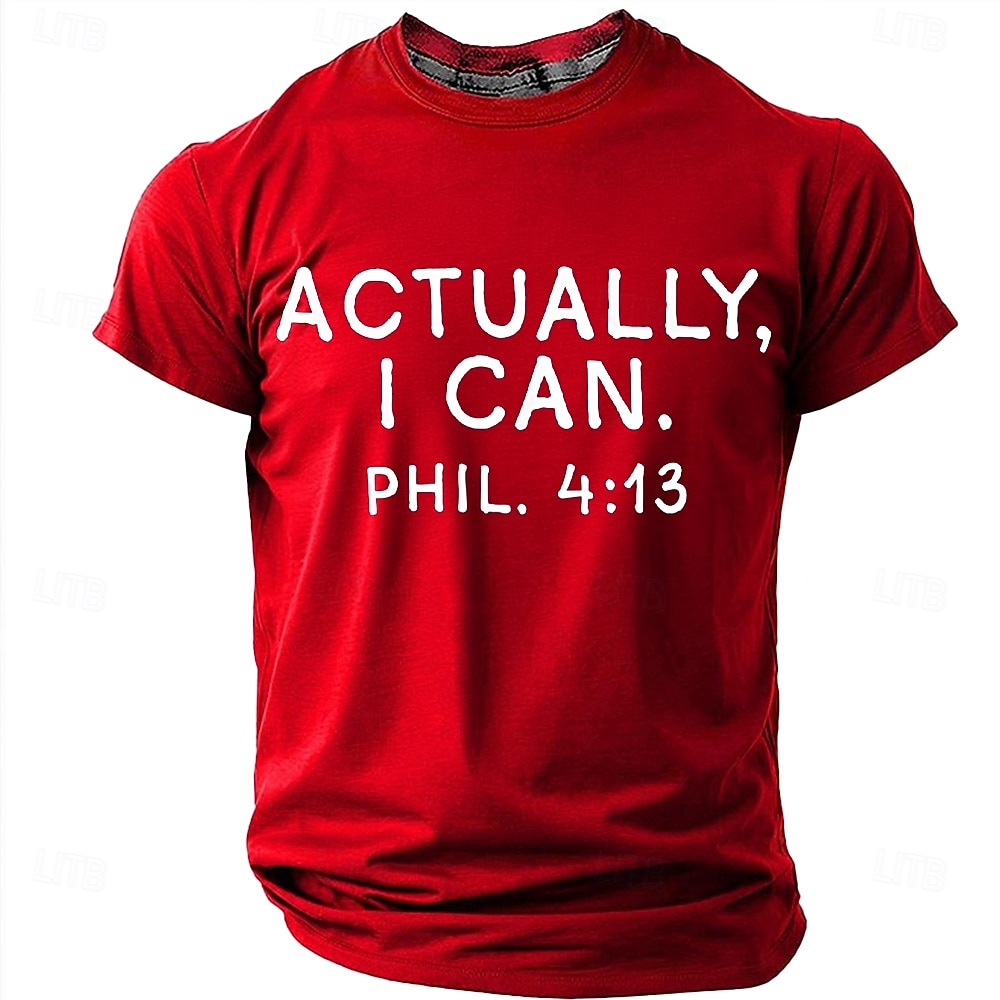 Men's Bible Actually I Can Phil 4 13 Bible Verse Inspirational Christian Faith Motivational T Shirt Graphic Casual Short Sleeve Church Wear Daily Gift Designer Clothing Apparel 2026 - $19.99 –P10