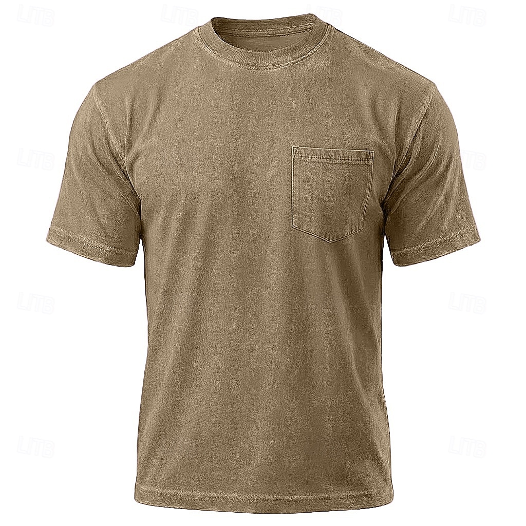 SoftFade™ Heren T Shirt 100% Katoen Acid Wash Shirt Tee Top Korte Mouwen Ronde Hals Crewneck Zomer Lente Effen Kleur Vintage Streetwear Designer Zak Garment Dyed Vervaagd Casual Vakantie Straat 2026 - $31.99 –P5