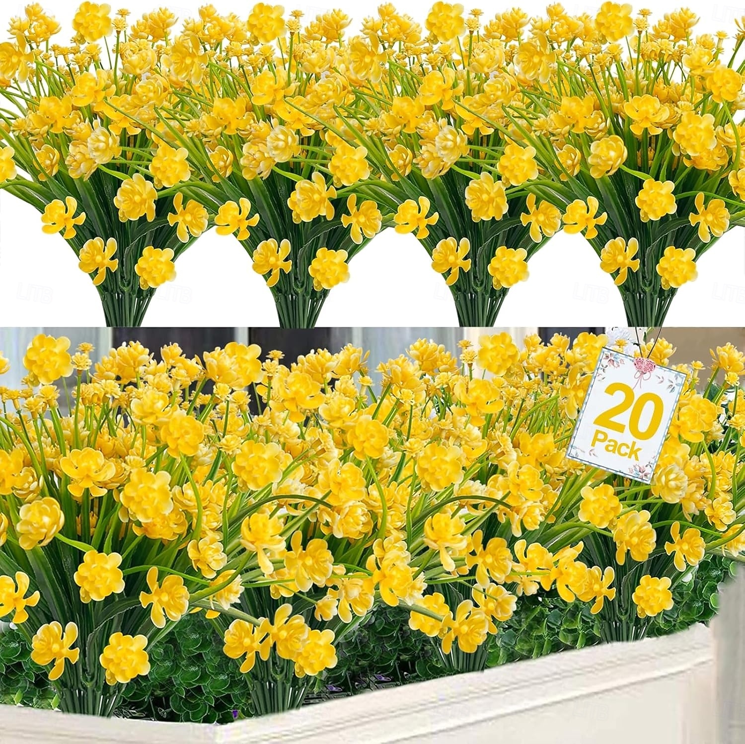 20 Bundles Artificial Flowers for Outdoors, Summer Spring Grass Camellia Fake Flowers Plastic Plants, UV Resistant No Fade Faux Greenery for Gardens Porch Cemetery Decor 2026 - $29.99 –P11