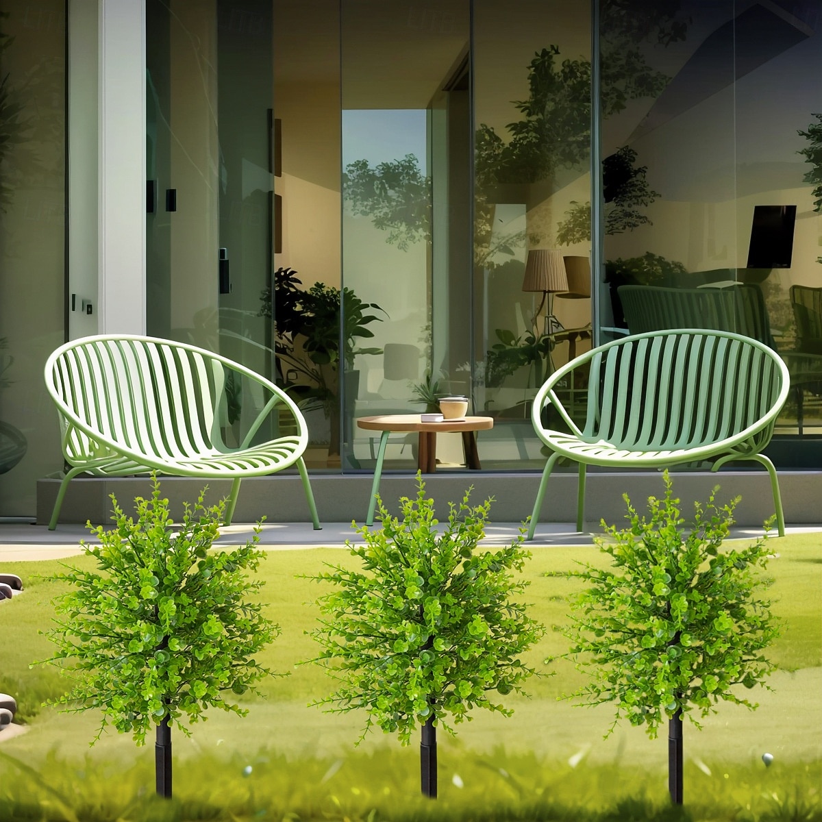 Umělý eukalyptus, 20palcový umělý eukalyptus s bodcem do země, realistická zeleň pro interiér/exteriér domu, terasy, zahrady a dekorace na fotografování. 2026 - $26.99 –P1