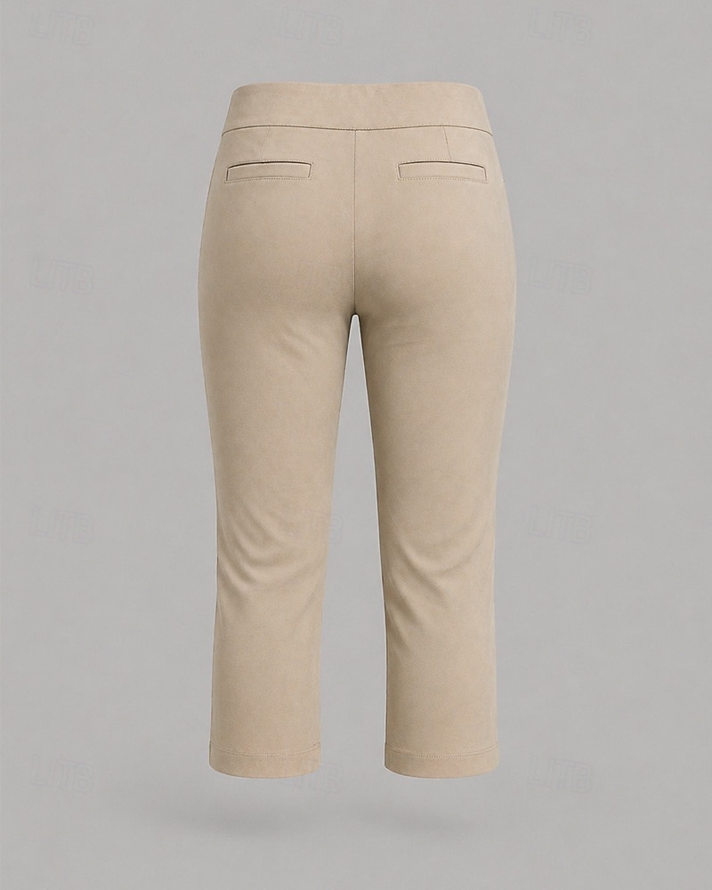 Dame Capri-bukser Leggings Elegant Ferie Grunnleggende Kalv lengde Høy Midje Helfarge Komfort Elastisk Daglig Svart Hvit Kakifarget Sommer Vår Bodycon topp 2026 - $27.99 –P4