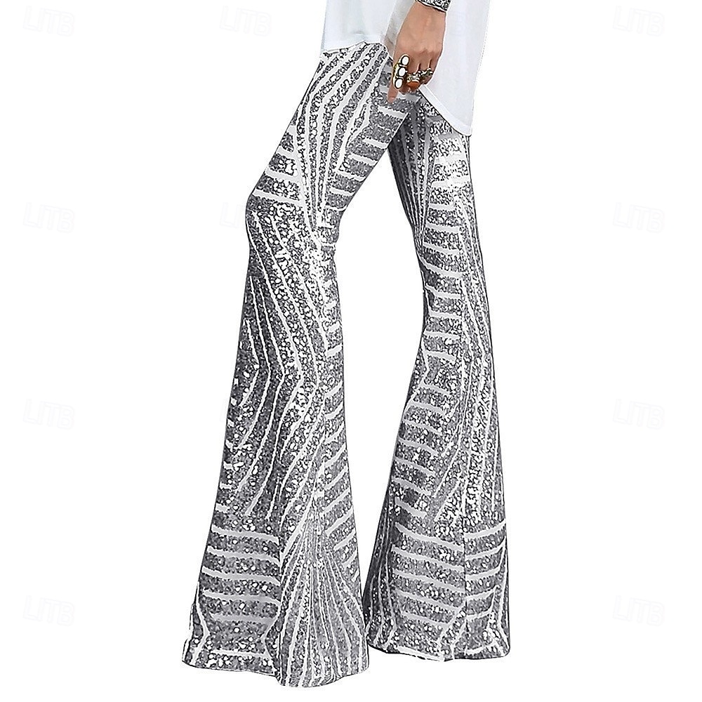 Retro Antiguo Disco Años 80 Pantalones Pantalones acampanados Disco Lentejuelas Arte deco Disfraz Mujer Víspera de Todos los Santos Carnaval Discoteca Festival de Música Fiesta Adulto Pantalones 2026 - $53.99 –P5