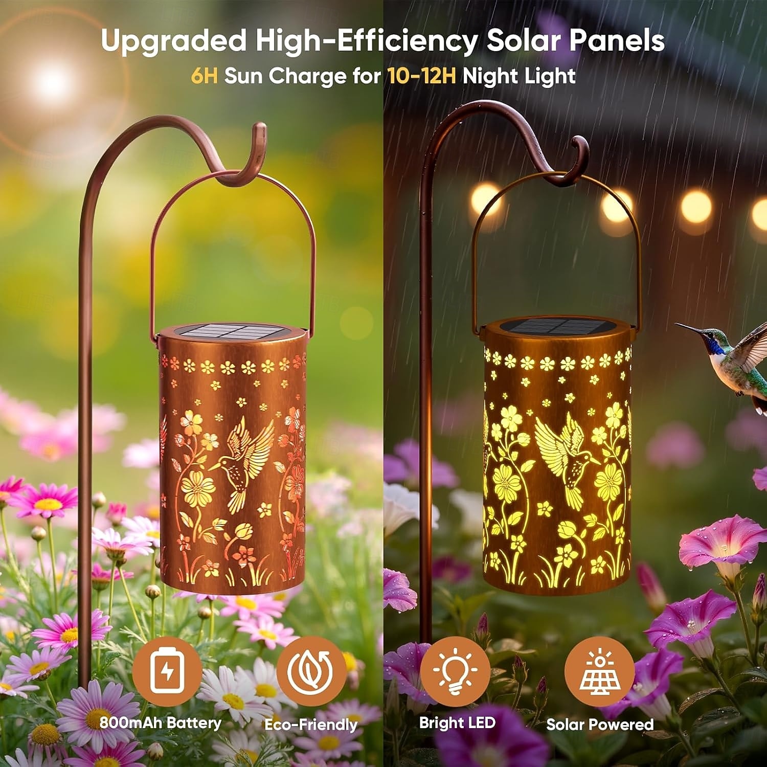 Hummingbird Solar Lantern Garden Decor, Metal Hanging Outdoor Lights Waterproof, Solar Powered Decorative Lights with Shadow Projection,Gifts for Women Mom Grandma 2026 - $19.99 –P4