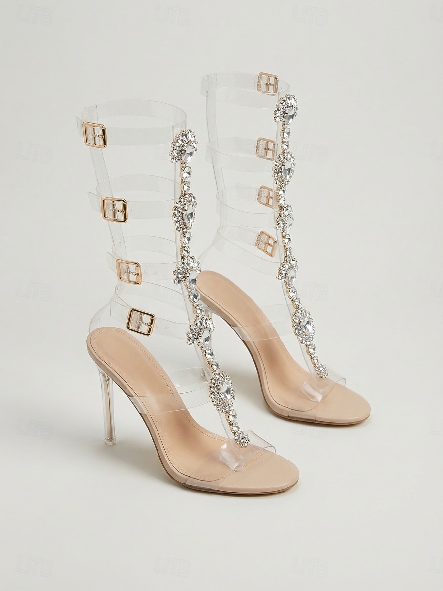 Women's Rhinestone Clear Strap High Heel Sandals, Sexy Stiletto Party Shoes for Nightlife, Clubbing & Glamorous Evening Looks 2026 - $54.99 –P2