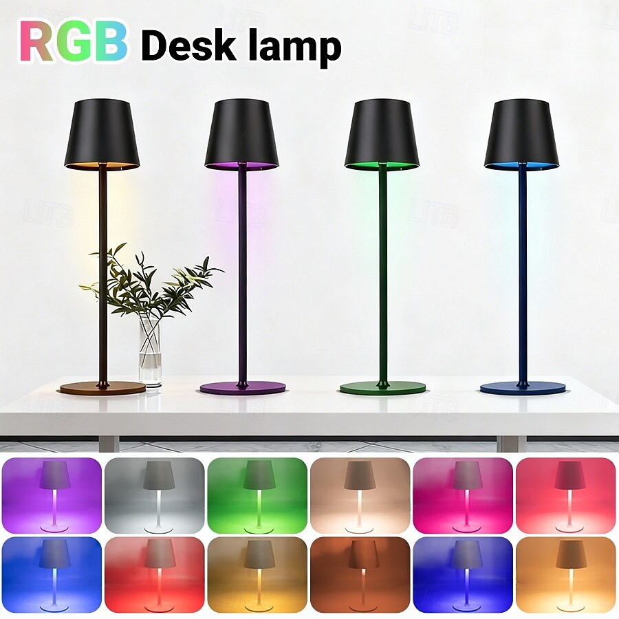 LED Reading Desk Lamp New Modern French Style Eye-Friendly  Rechargeable, RGB, Long Battery Life, Home Use, Living Room & Bedroom, Touch Dimming & Color Adjustment, Ambient Light Decorative Accent, 2026 - $23.99 –P3