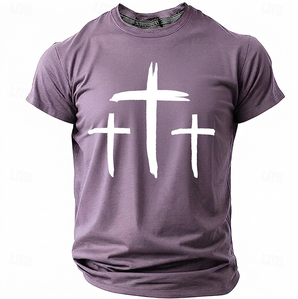 Hombre Cruz Camiseta Manga Corta Camiseta Impresión 3D Cuello Barco Camisa Moda Design Sencillo Casual Diario Fiesta Rojo Verano Primavera Ropa S M L XL XXL XXXL 2026 - $18.99 –P9