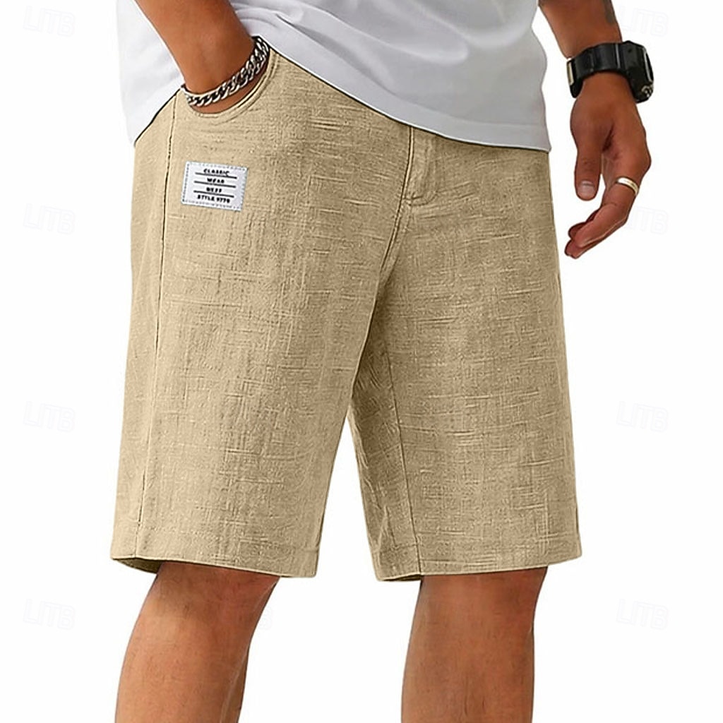 Hombre Pantalón corto Pantalones cortos de lino Pantalones cortos de verano Pantalones cortos casuales Correa Cintura elástica Plano Ligero Transpirable Longitud de la rodilla Diario Exterior Festivos 2026 - $22.99 –P5