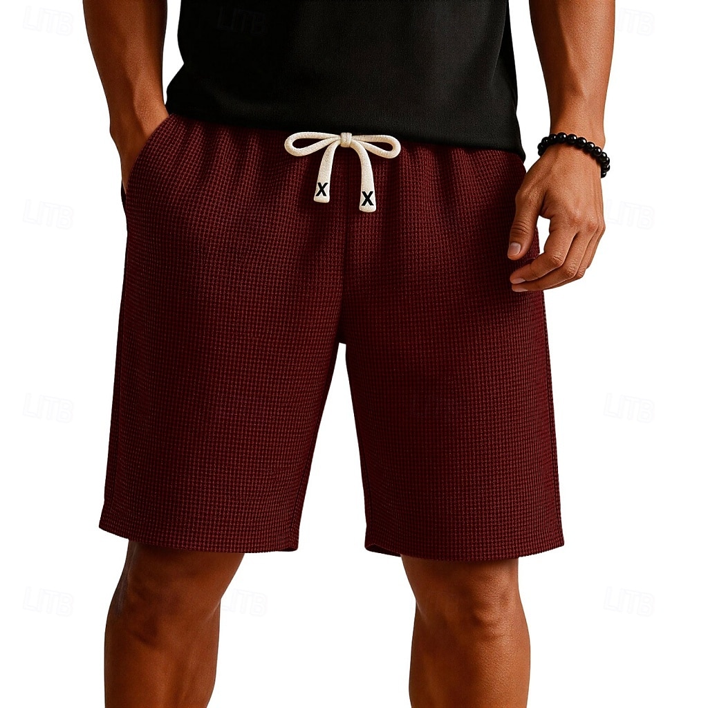 Herren Waffel-Shorts Shorts Sommershorts Freizeitshorts Patchwork Tasche Elastischer Bund Einfach Komfort Atmungsaktiv Knielang Lässig Outdoor Strand Urlaub Mode Blau Schwarz Mikroelastisch 2026 - $22.99 –P5