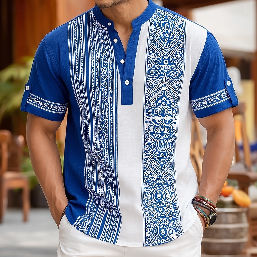 Homme Géométrique Ethnique Floral complexe Chemise Chemise boutonnée Chemise Henley Manche Courte Vintage Rétro Fête Décontracté Quotidien Été Printemps Col montant Col Henley Impression 3D Chemise de 2026 ? $25.99 –P1