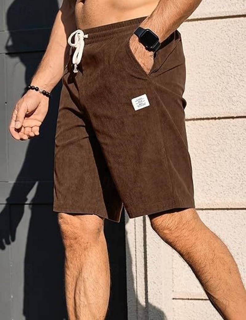 Per uomo Shorts Shorts da Spiaggia Pantaloncini casual Pantaloncini di velluto a coste Tasca Elastico in vita Semplice Comodità Traspirante Lunghezza al ginocchio All'aperto Spiaggia Vacanza Vacanza del 2026 a $21.99 –P7