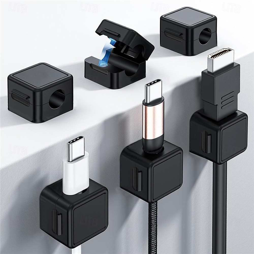 Confezione da 6 fermacavi magnetici, organizer per cavi da scrivania, gestione cavi da scrivania con forte adesivo per caricabatterie del telefono, computer, casa, ufficio, auto del 2026 a $9.99 –P1