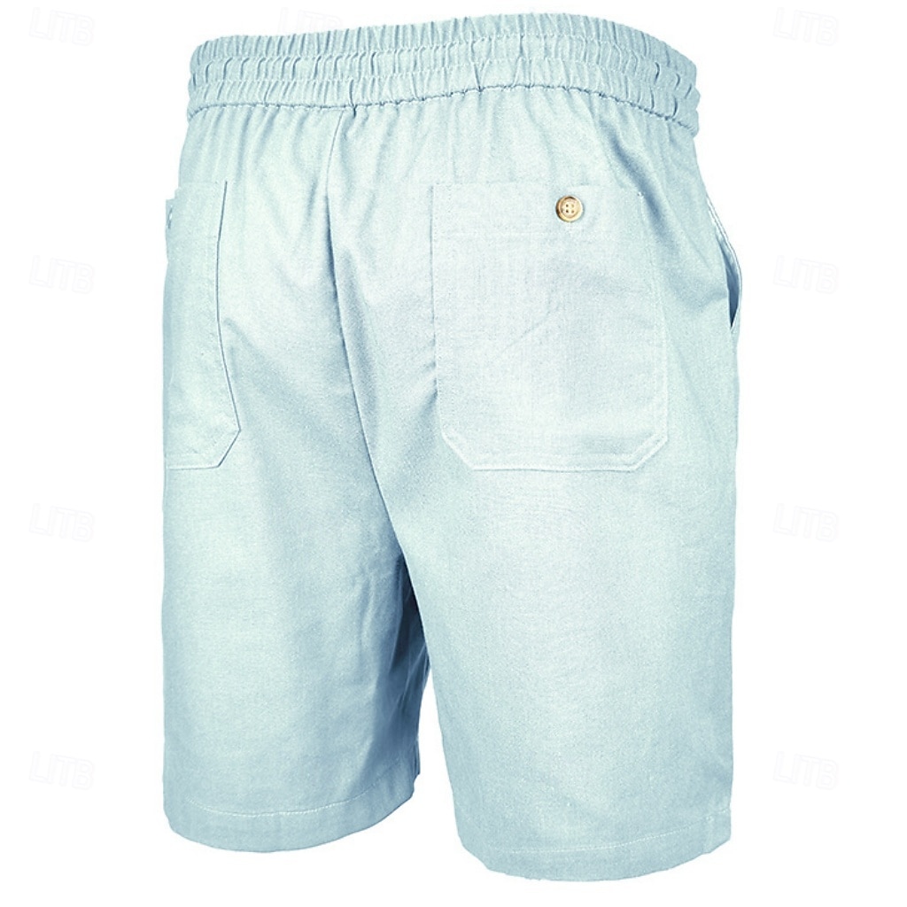 Men's Shorts Linen Shorts Summer Shorts Beach Shorts Drawstring Elastic Waist Plain Comfort Breathable Short Daily Outdoor Beach Vacation Fashion Blue Black Inelastic 2026 - $29.99 –P8