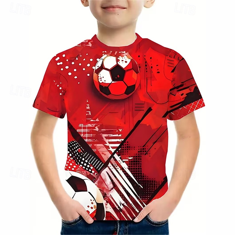 Chico 3D Graphic Fútbol Americano Camisetas de fútbol Camiseta Manga Corta Impresión 3D Verano Primavera Deportes Moda Ropa de calle Niños 5-12 años Cuello Barco Casual Diario Exterior Ajuste regular 2026 - $13.49 –P4