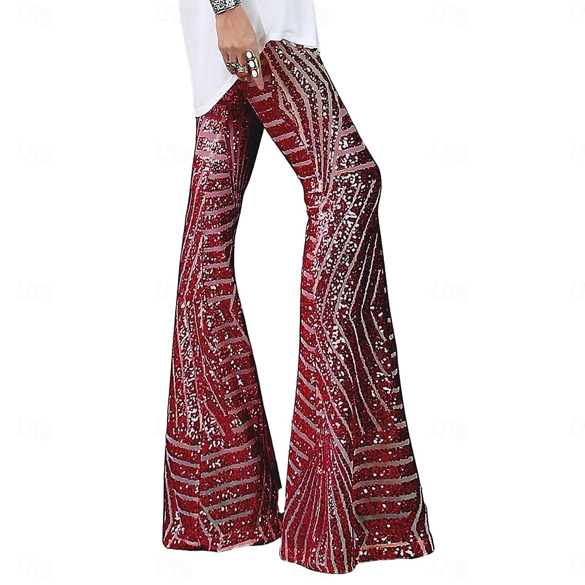 Retro Antiguo Disco Años 80 Pantalones Pantalones acampanados Disco Lentejuelas Arte deco Disfraz Mujer Víspera de Todos los Santos Carnaval Discoteca Festival de Música Fiesta Adulto Pantalones 2026 - $53.99 –P7