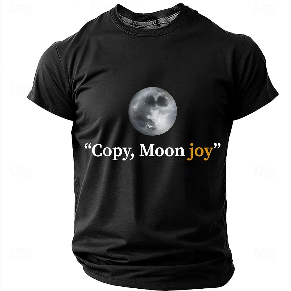 Men's "Copy, Moon joy" Full Moon Graphic T Shirt Short Sleeve Crew Neck Astronomy Space Lover Sarcastic Humor Quote Teal Blue Relaxed Fit Birthday Gift Designer Clothing Apparel 2026 - $18.99 –P2