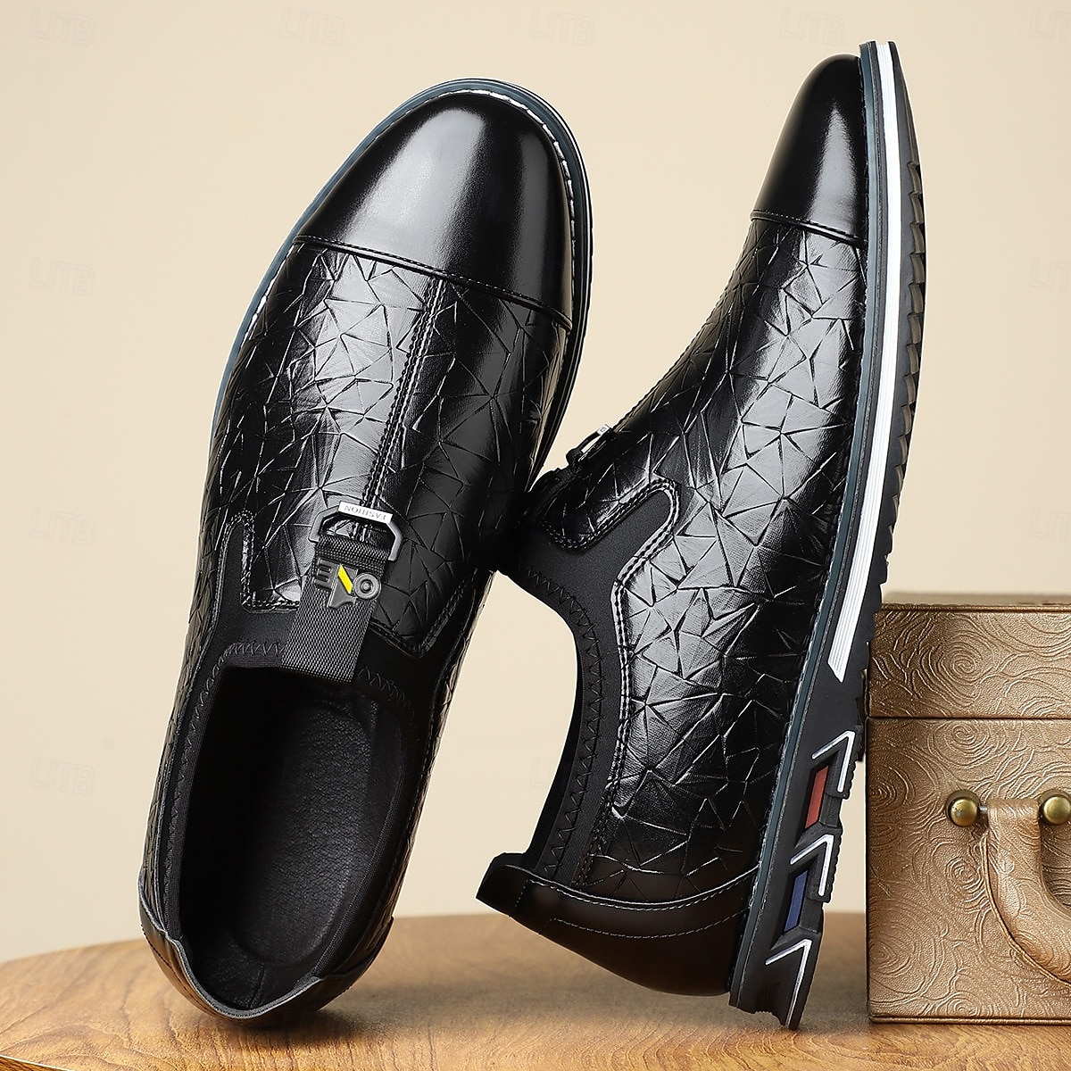 Men's White Embossed Slip-On  Shoes with Sleek Square Toe and Decorative Sole, Modern Formal Loafers for Businessmen and Stylish Men, Ideal for Weddings, Office Wear, Parties and Banquets 2026 - $54.99 –P5