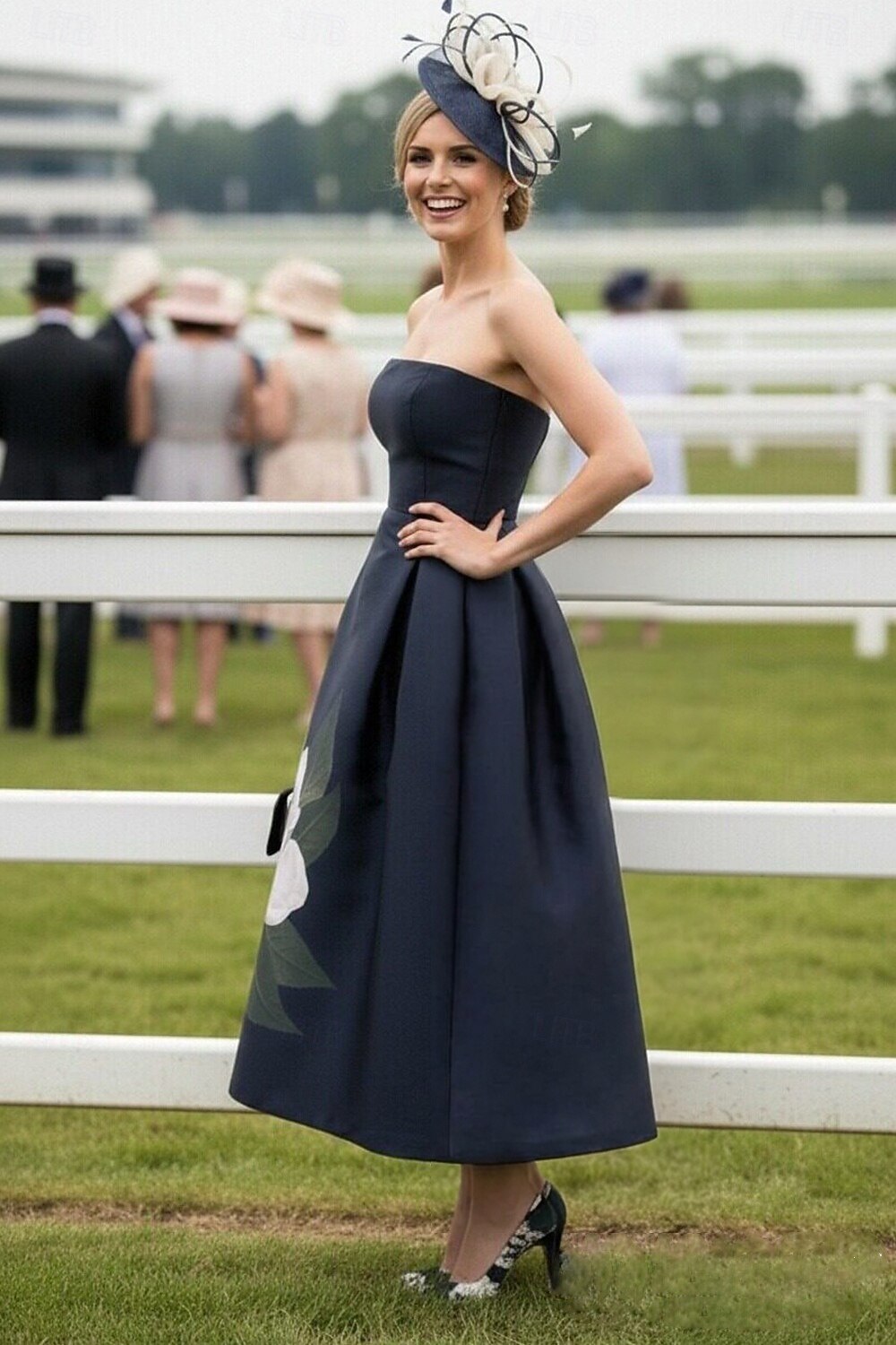 A-Linie Po kotníky Koktejlky Derby šaty Šaty pro matku nevěsty Bez rukávů Bez ramínek Elegantní Vinobraní Svatební host Kentucky Derby Satén s Květinový potisk 2026 - $172.99 –P2