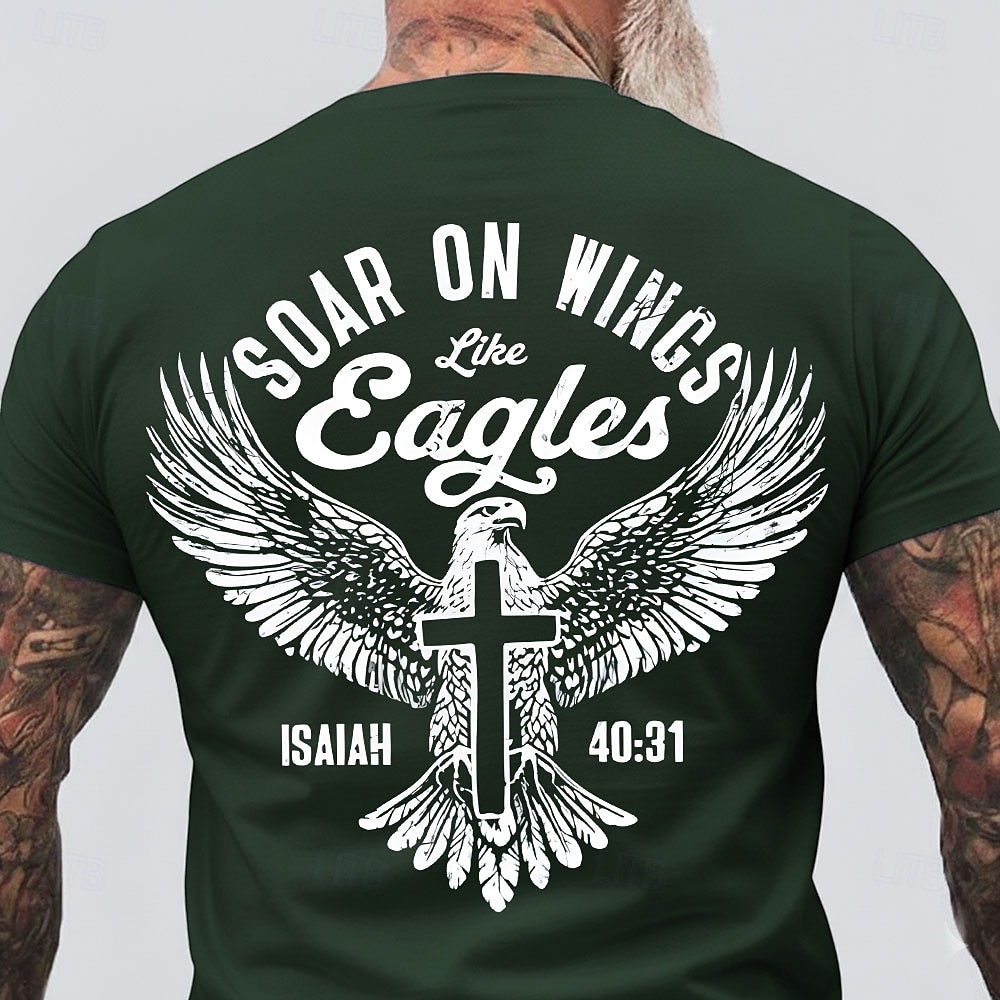 Men's Bible Soar On Wings Like Isaiah 40 31 Eagle Cross Christian Religious Faith Motivational T Shirt Graphic Crew Neck Regular Fit Casual Church Designer Clothing Apparel 2026 - $18.99 –P3